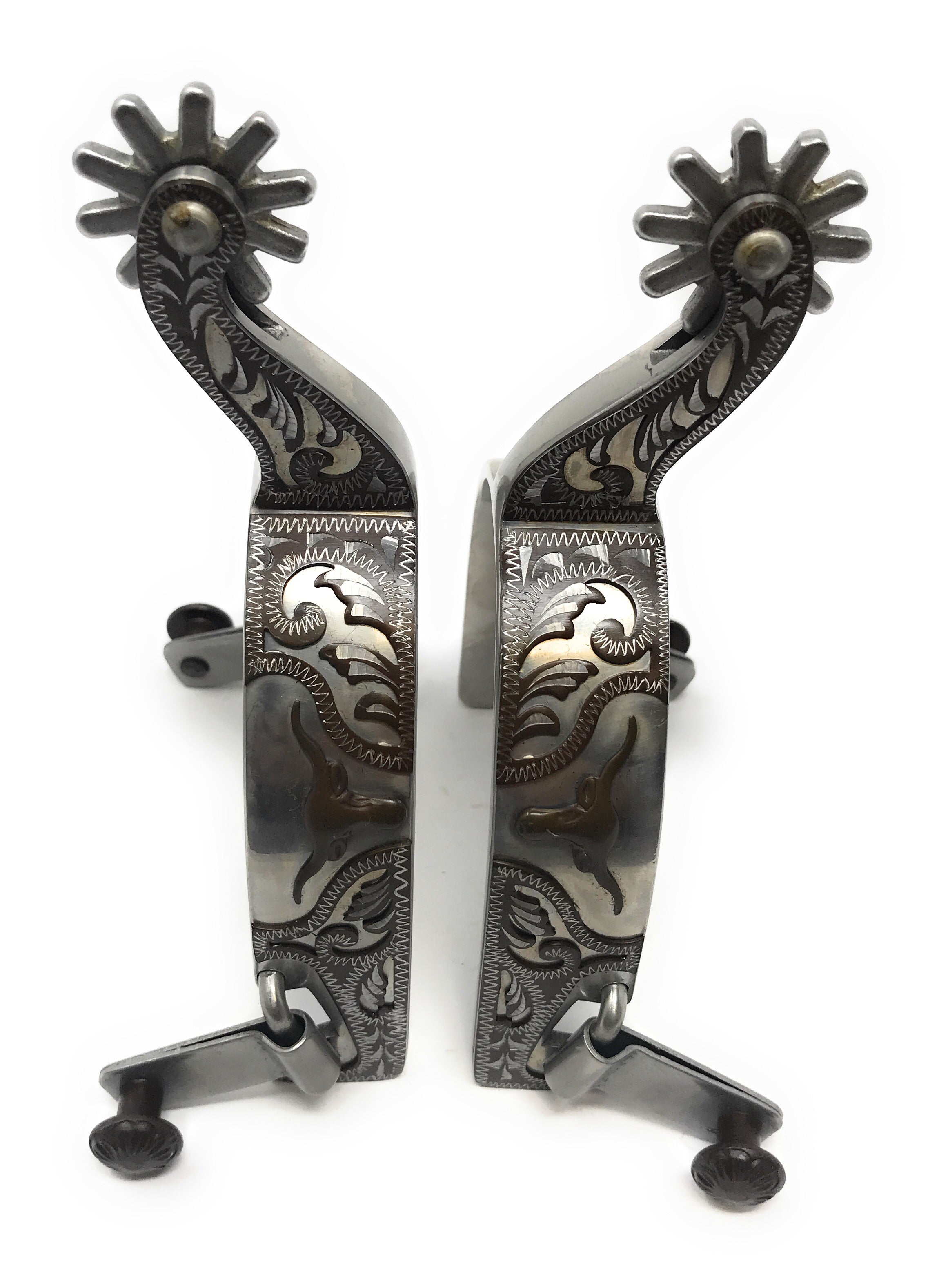 AJ Tack Men's Longhorn Floral Show Spurs