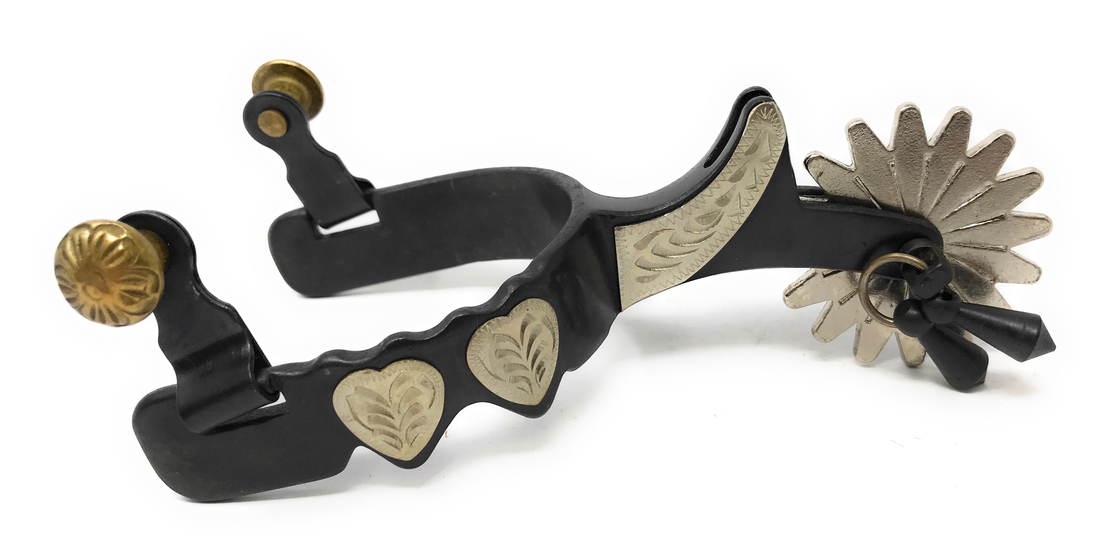 AJ Tack Youth Antique Brown Hearts Spurs