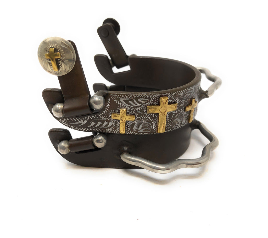 AJ Tack Men's Antique Brown Three Cross Bumper Spurs