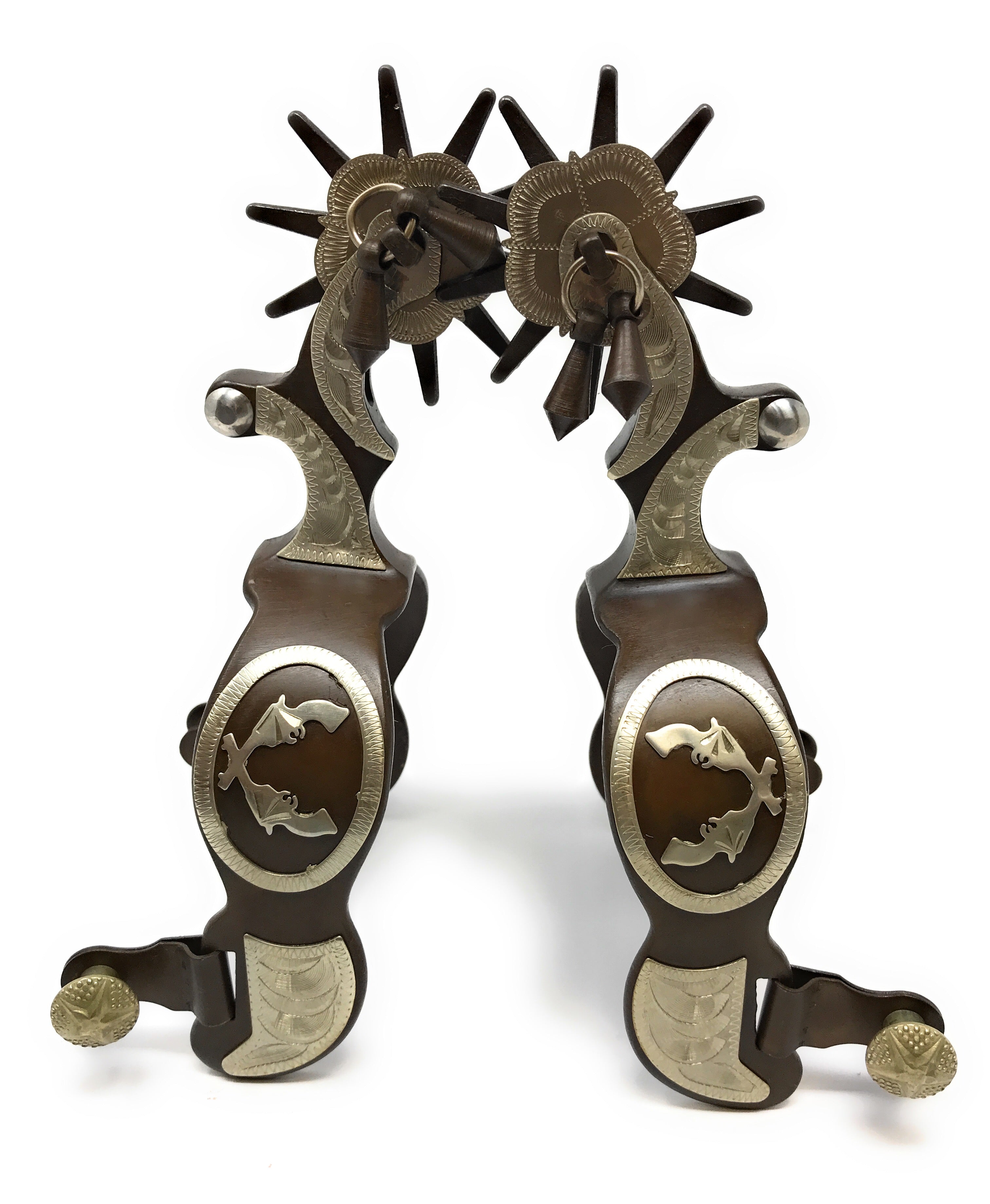 AJ Tack Men's Antique Brown Crossed Pistols Spurs